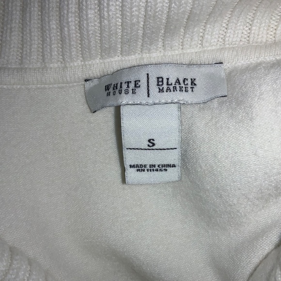 White House Black Market cream wool blend cowl neck sweater Sz 2 button detail - Picture 5 of 6